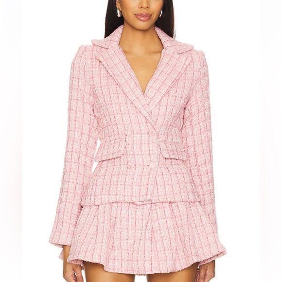 NWT More To Come Ashtyn Tweed Blazer in Baby Pink Revolve S - Picture 1 of 11